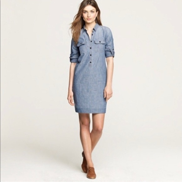 J. Crew Dresses & Skirts - JCrew classic roll tab sleeve denim dress